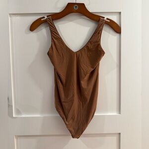 aerie Smootheez Brown V-Neck Bodysuit